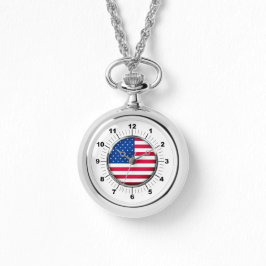 Wraparound Silver Watch - Frauen-USA-Flagge Armbanduhr