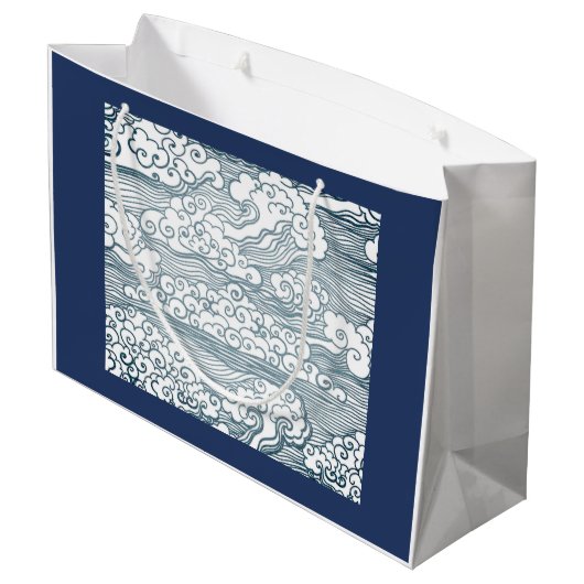 WRAPPBAG MIT JAPANISCHEM WASSERMUSTER GROßE GESCHENKTÜTE (Rückseite Schrägansicht)