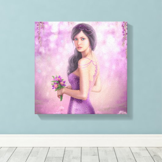Wrapped Canvas - schöne Fantasy-Frau Leinwanddruck (Insitu (Holzboden))