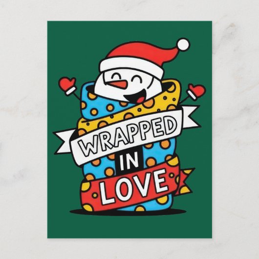 Wrapped in Love Christmas Postkarte (Vorderseite)