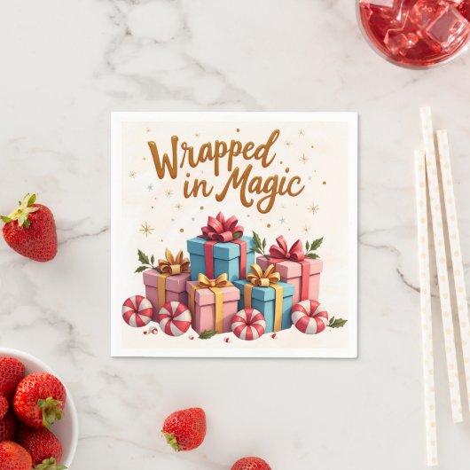 Wrapped in Magic Christmas Gift Napkin Serviette (Beispiel)