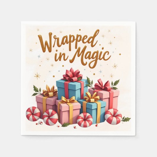 Wrapped in Magic Christmas Gift Napkin Serviette (Vorderseite)