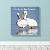 Wrapped Print von zwei lustigen Pelikanen Leinwanddruck (Insitu (Holzboden))