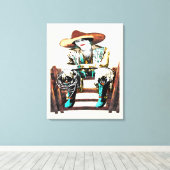 Wrapped Stretted Vintag Cowgirl Leinwanddruck (Insitu (Holzboden))
