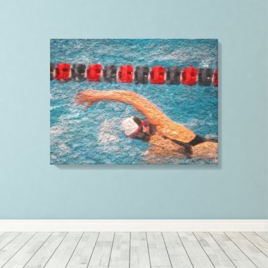 Wrapped Swimmer Freestyle Leinwand (Insitu (Holzboden))