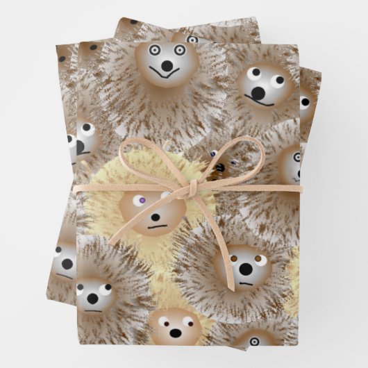 Wrapper aus Igel-Party Geschenkpapier Set (Beispiel)