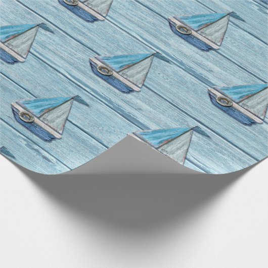 Wrapper Driftwood Beach Yacht Design Geschenkpapier (Ecke)