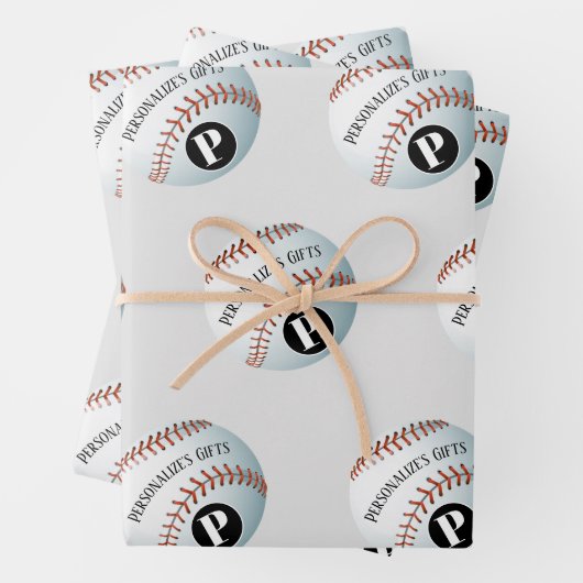 Wrapper für Baseball-benutzerdefinierte Monogramm- Geschenkpapier Set (Beispiel)