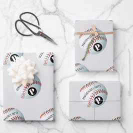 Wrapper für Baseball-benutzerdefinierte Monogramm- Geschenkpapier Set