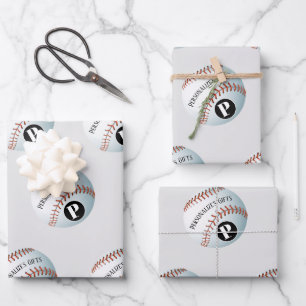Wrapper für Baseball-benutzerdefinierte Monogramm- Geschenkpapier Set