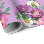 Wrapper für lila und rosa Blume Geschenkpapier (Rolleneckpunkt)