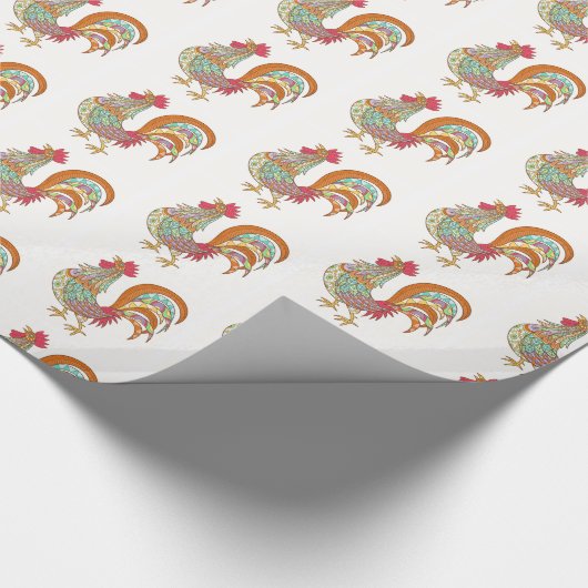 Wrapper Paper Color Rooster Chicken Geschenkpapier (Ecke)
