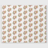 Wrapper Paper Color Rooster Chicken Geschenkpapier (Flach)