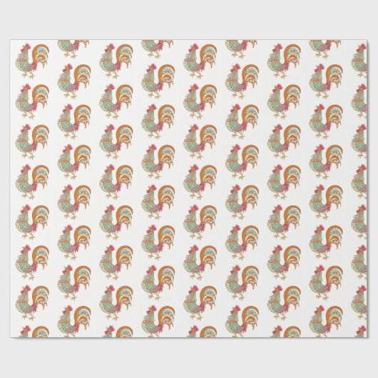 Wrapper Paper Color Rooster Chicken Geschenkpapier (Flach)