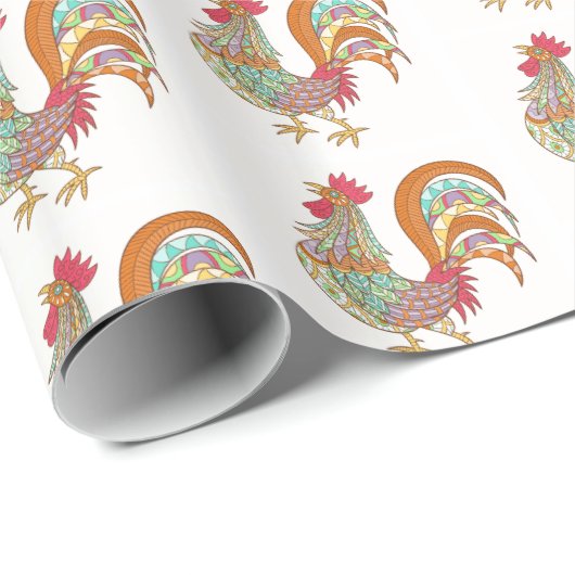 Wrapper Paper Color Rooster Chicken Geschenkpapier (Rolleneckpunkt)
