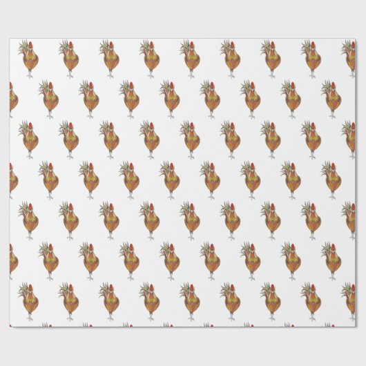 Wrapper Paper Color Rooster Chicken Geschenkpapier (Flach)