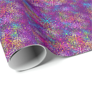 Wrapper Paper Regenbogen Feuerwerk Sterne lila Geschenkpapier