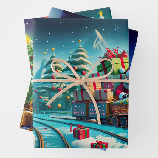 Wrapper Paper Santa North Pole Express Weihnachten Geschenkpapier Set (Beispiel)