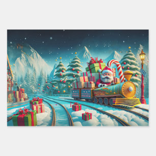 Wrapper Paper Santa North Pole Express Weihnachten Geschenkpapier Set