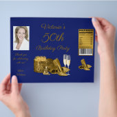 Wrappers Blue Gold Birthday Party Chip Bag Wrapper Flyer (Hand)