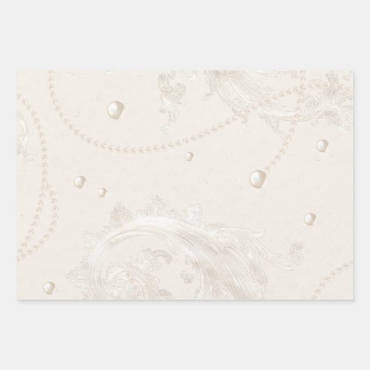 Wrapping (3 Muster) - Elfenbeinperle Geschenkpapier Set (Vorderseite)