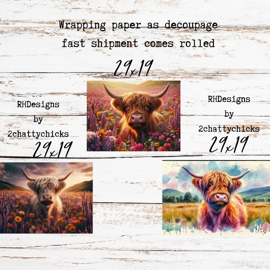 Wrapping for Decoupage 3 Whimsical Highlands Geschenkpapier Set
