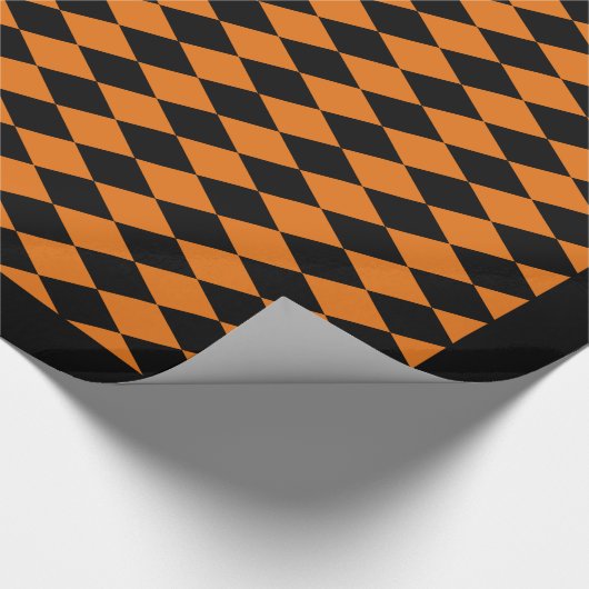 Wrapping Paper, 30" x 6" BLACK & ORANGE HARLEQUIN Geschenkpapier (Ecke)