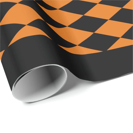 Wrapping Paper, 30" x 6" BLACK & ORANGE HARLEQUIN Geschenkpapier (Rolleneckpunkt)