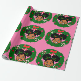 Wrapping Paper, Afroamerikanisches Mädchen Weihnac Geschenkpapier