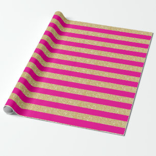Wrapping Paper aus Hot Pink und Gold Glitzer Strip Geschenkpapier