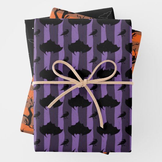 Wrapping Paper Black Puple und Orange Set von 3 Geschenkpapier Set (Beispiel)