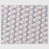 Wrapping Paper Blue Birthday Basbeball Geschenkpapier (Flach)