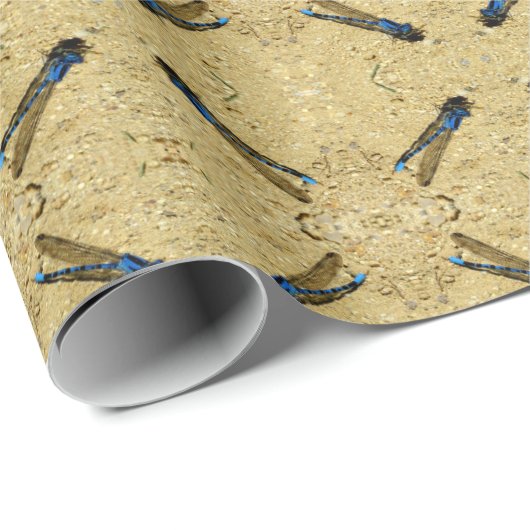 Wrapping Paper - Blue Dragonfly on Sand Geschenkpapier (Rolleneckpunkt)