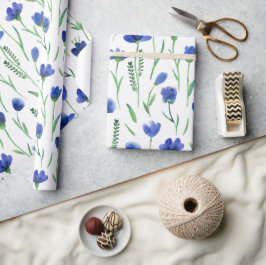 Wrapping Paper - Blue Flowers Geschenkpapier