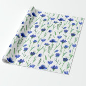 Wrapping Paper - Blue Flowers Geschenkpapier (Ungerollt)