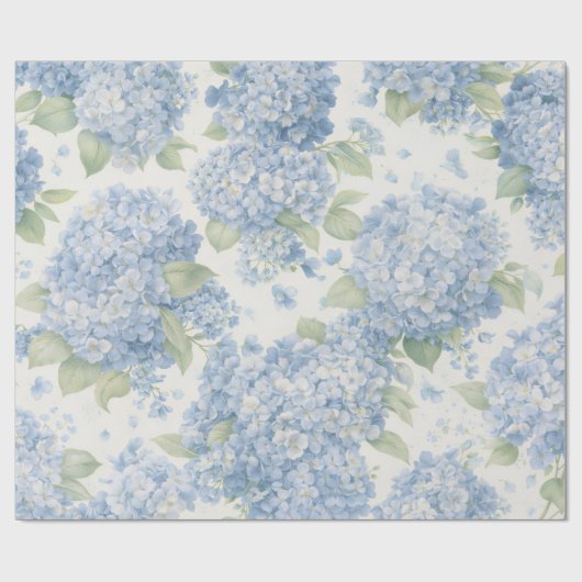 Wrapping Paper | Blue Hydrangea Floral Gift Wrap Geschenkpapier (Flach)