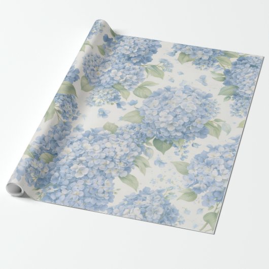 Wrapping Paper | Blue Hydrangea Flowers Gift Wrap Geschenkpapier (Ungerollt)