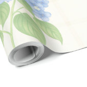 Wrapping Paper | Blue Hydrangea | Luxe Ivory Plaid Geschenkpapier (Rolleneckpunkt)
