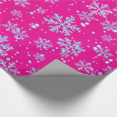 Wrapping Paper, Bright Fuchsia Snowflakes Geschenkpapier (Ecke)