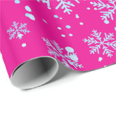 Wrapping Paper, Bright Fuchsia Snowflakes Geschenkpapier (Rolleneckpunkt)