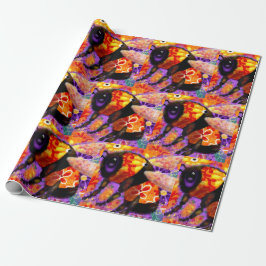 Wrapping Paper - Bumble Bee Floral Whimsical Art Geschenkpapier