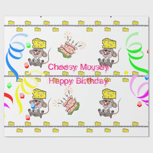 Wrapping Paper Cheesy Mousey Happy Birthday Geschenkpapier (Flach)