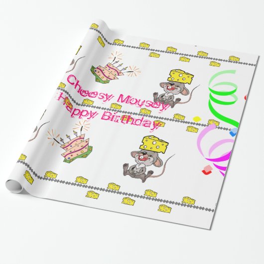 Wrapping Paper Cheesy Mousey Happy Birthday Geschenkpapier (Ungerollt)