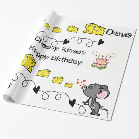 Wrapping Paper Cheesy Mousey Kisses Happy Birthday Geschenkpapier (Ungerollt)