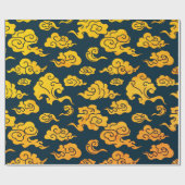 Wrapping Paper CHINESE CLOUD PATTERN YELLOW Geschenkpapier (Flach)