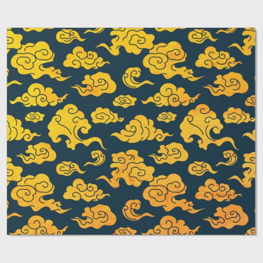Wrapping Paper CHINESE CLOUD PATTERN YELLOW Geschenkpapier (Flach)