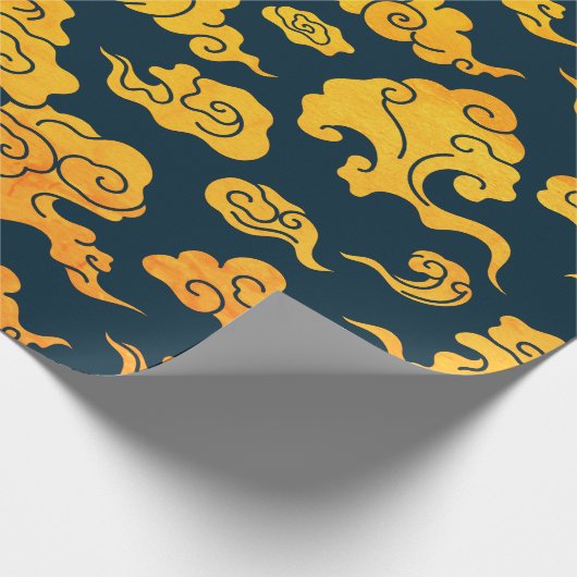 Wrapping Paper CHINESE CLOUD PATTERN YELLOW Geschenkpapier (Ecke)