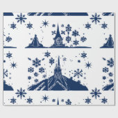 Wrapping Paper Christmas Castle Blue on White Geschenkpapier (Flach)