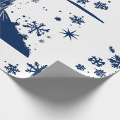 Wrapping Paper Christmas Castle Blue on White Geschenkpapier (Ecke)