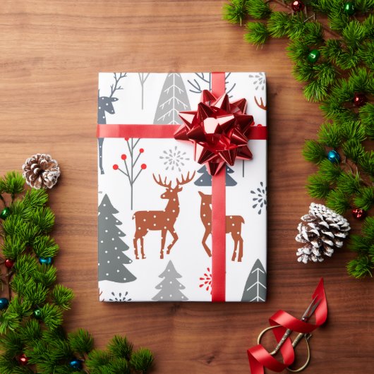 Wrapping Paper Christmas Deer Tree Skandinavien Geschenkpapier (Feiertagsgeschenk)